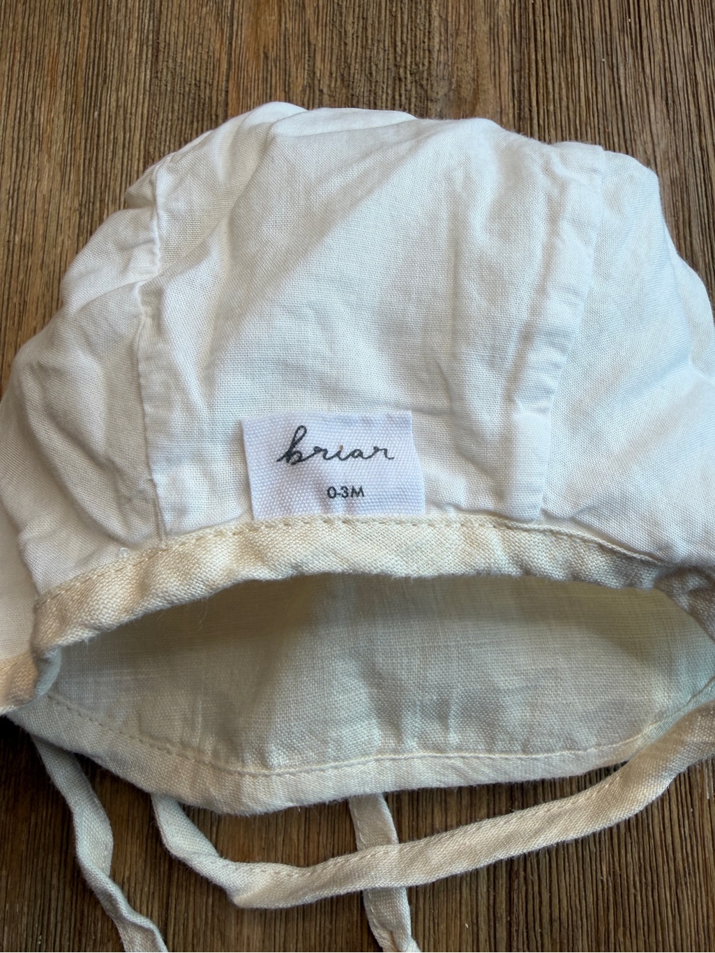 Briar Cream Baby Bonnet With Ties 0-3m — image 3 of 3